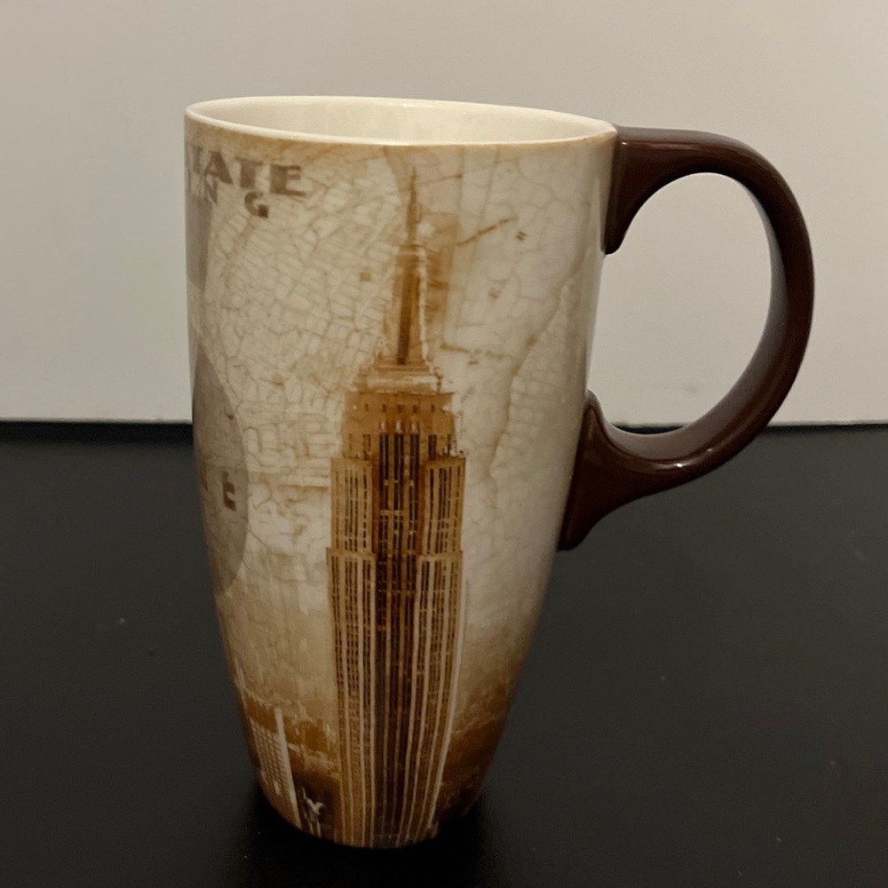 New York City Skyline Coffee Mug White Taxi Manhattan Statue of Liberty